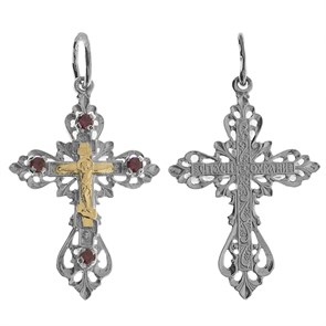 Крест позолоченный Ag 925/Au 585, коллекция Золотые купола, вставка Корунд, 1,76 гр. КРС02241546