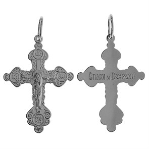 Крест серебряный Ag 925, коллекция Иваново, с молитвой Спаси и сохрани, 1,64 гр. КРС02241556
