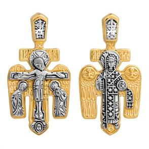 Крест позолоченный Ag 925/Au 585, коллекция Акимов, лик Михаил Архангел, Позолота желтая 999*, Чернение (оксидирование), 6,82 гр. КРС02241569