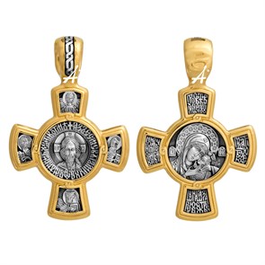 Крест позолоченный Ag 925/Au 585, коллекция Акимов, лик Спас на престоле, Позолота желтая 999*, Чернение (оксидирование), 6,91 гр. КРС02241574