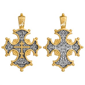 Крест позолоченный Ag 925/Au 585, коллекция Акимов, Позолота желтая 999*, Чернение (оксидирование), 5,94 гр. КРС02241585