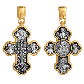 Крест позолоченный Ag 925/Au 585, коллекция Акимов, лик Донская БМ, Позолота желтая 999*, Чернение (оксидирование), 5,72 гр. КРС02241596