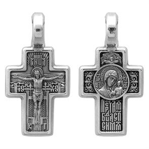 Крест серебряный Ag 925, коллекция Акимов, лик Казанская БМ, Чернение (оксидирование), 1,56 гр. КРС02241677