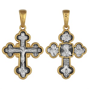 Крест позолоченный Ag 925/Au 585, коллекция Акимов, лик Семистрельная БМ, Позолота желтая 999*, Чернение (оксидирование), 4,06 гр. КРС02241693