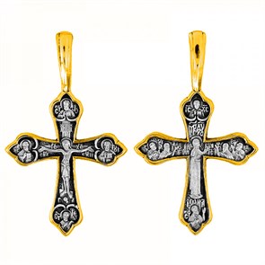 Крест позолоченный Ag 925/Au 585, коллекция Акимов, лик Богородица, Позолота желтая 999*, Чернение (оксидирование), 2,11 гр. КРС02241701