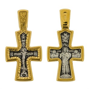 Крест позолоченный Ag 925/Au 585, коллекция Акимов, с молитвой Да воскреснет Бог..., лик Георгий Побед. Св., Позолота желтая 999*, Чернение (оксидирование), 5,9 гр. КРС02241711