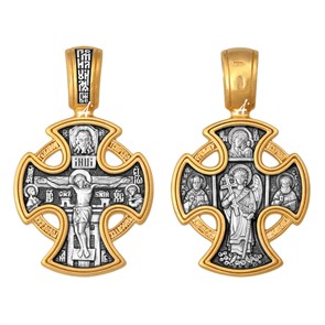 Крест позолоченный Ag 925/Au 585, коллекция Акимов, с молитвой Ангеле Божий, Хранителю мой святый, не остави меня, лик Ангел-Хранитель, Позолота желтая 999*, 7,24 гр. КРС02241730