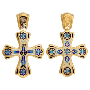 Крест позолоченный Ag 925/Au 585, коллекция Акимов, лик Крест-Голгофа, Позолота желтая 999*, Чернение (оксидирование), 9,32 гр. КРС02241733