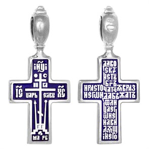Крест серебряный Ag 925, коллекция Акимов, с молитвой Да воскреснет Бог..., c эмалью, 4,23 гр. КРС02241741
