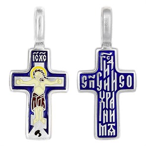 Крест серебряный Ag 925, коллекция Акимов, с молитвой Господи, спаси и сохрани, c эмалью, 2,69 гр. КРС02241744