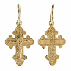 Крест золотой Au 585, коллекция Золотая филигрань, с молитвой Спаси и сохрани, 1,15 гр. КРС02241757