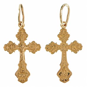 Крест золотой Au 585, коллекция Золотая филигрань, с молитвой Спаси и сохрани, 1 гр. КРС02241759