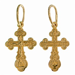 Крест золотой Au 585, коллекция Золотая филигрань, с молитвой Спаси и сохрани, 0,67 гр. КРС02241760