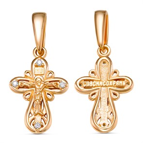 Крест золотой Au 585, вставка Фианит, 1,75 гр. КРС02241845