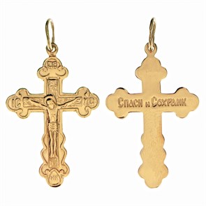 Крест золотой Au 585, коллекция Золотая филигрань, с молитвой Спаси и сохрани, 2,17 гр. КРС02241875