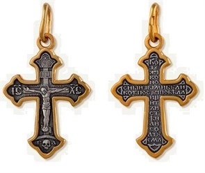 Крест позолоченный Ag 925/Au 585, коллекция Липецк, Позолота желтая 999*, 2,65 гр. КРС02241910