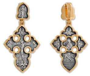 Крест позолоченный Ag 925/Au 585, коллекция Липецк, Позолота желтая 999*, 7,4 гр. КРС02241920