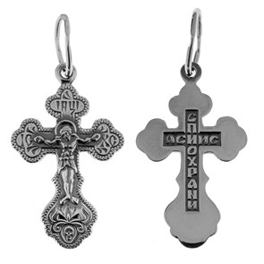 Крест серебряный Ag 925, коллекция Спаси и сохрани, Чернение (оксидирование), 1,16 гр. КРС02241971