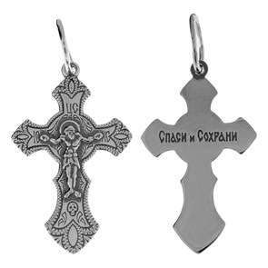 Крест серебряный Ag 925, коллекция Спаси и сохрани, Чернение (оксидирование), 1,26 гр. КРС02241990