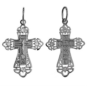 Крест серебряный Ag 925, коллекция Царь Славы, вставка Фианит, 1,56 гр. КРС02242006