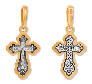 Крест позолоченный Ag 925/Au 585, коллекция Липецк, Позолота желтая 999*, 2,52 гр. КРС02242025