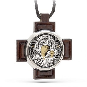 Крест серебряный Ag 925, коллекция Обсидиан, лик Казанская БМ, 1 гр. КРС02242046