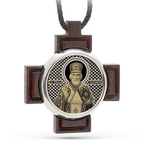 Крест серебряный Ag 925, коллекция Обсидиан, лик Николай Чудотворец, 1 гр. КРС02242047