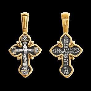Крест позолоченный Ag 925/Au 585, коллекция Санкт-Петербург, с молитвой Да воскреснет Бог..., Позолота желтая 999*, Чернение (оксидирование), 2,71 гр. КРС02242060