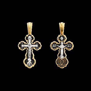 Крест позолоченный Ag 925/Au 585, коллекция Санкт-Петербург, с молитвой Без молитвы, лик Покров Пресвятой Богородицы, Позолота желтая 999*, Чернение (оксидирование), 3,13 гр. КРС02242061