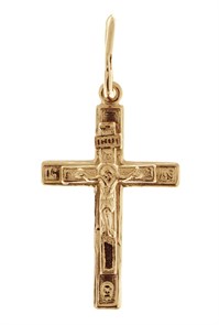 Крест позолоченный Ag 925/Au 585, коллекция Иваново, с молитвой Спаси и сохрани, Позолота красная 585*, 1,29 гр. КРС02242090