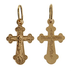 Крест позолоченный Ag 925/Au 585, коллекция Иваново, Позолота красная 585*, 0,6 гр. КРС02242097