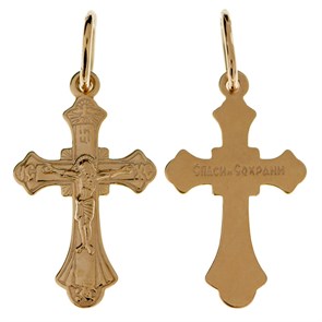 Крест позолоченный Ag 925/Au 585, коллекция Иваново, с молитвой Спаси и сохрани, Позолота красная 585*, 0,77 гр. КРС02242101