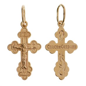 Крест позолоченный Ag 925/Au 585, коллекция Иваново, Позолота красная 585*, 0,82 гр. КРС02242104