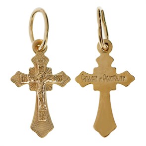 Крест позолоченный Ag 925/Au 585, коллекция Иваново, с молитвой Спаси и сохрани, Позолота красная 585*, 0,77 гр. КРС02242105