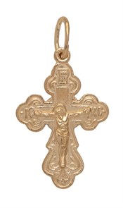 Крест позолоченный Ag 925/Au 585, коллекция Иваново, с молитвой Спаси и сохрани, Позолота красная 585*, 1,31 гр. КРС02242107