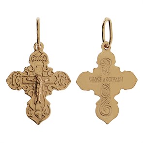 Крест позолоченный Ag 925/Au 585, коллекция Иваново, Позолота красная 585*, 1,03 гр. КРС02242109