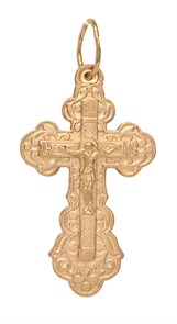 Крест позолоченный Ag 925/Au 585, коллекция Иваново, с молитвой Спаси и сохрани, Позолота красная 585*, 4,12 гр. КРС02242110