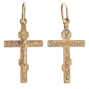 Крест позолоченный Ag 925/Au 585, коллекция Иваново, Позолота красная 585*, 0,67 гр. КРС02242111