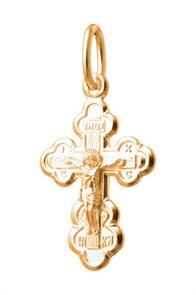 Крест позолоченный Ag 925/Au 585, коллекция Иваново, с молитвой Спаси и сохрани, Позолота красная 585*, 0,76 гр. КРС02242112