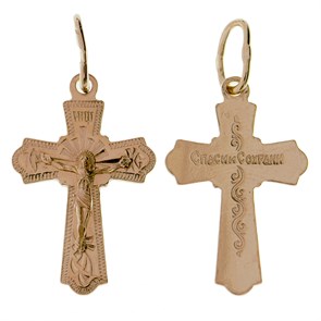 Крест позолоченный Ag 925/Au 585, коллекция Москва златоглавая-2, Позолота красная 585*, 1,26 гр. КРС02242125