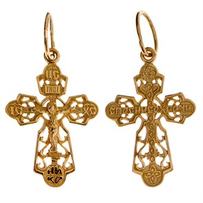 Крест позолоченный Ag 925/Au 585, коллекция Иваново, с молитвой Спаси и сохрани, Позолота красная 585*, 1,36 гр. КРС02242150