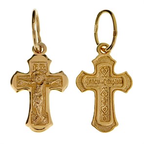 Крест позолоченный Ag 925/Au 585, коллекция Иваново, с молитвой Спаси и сохрани, Позолота красная 585*, 0,97 гр. КРС02242159