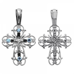 Крест серебряный Ag 925, коллекция Санкт-Петербург, вставка Фианит, Чернение (оксидирование), 2,9 гр. КРС02242162