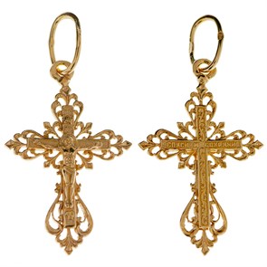 Крест позолоченный Ag 925/Au 585, коллекция Иваново, с молитвой Спаси и сохрани, Позолота красная 585*, 1,55 гр. КРС02242164