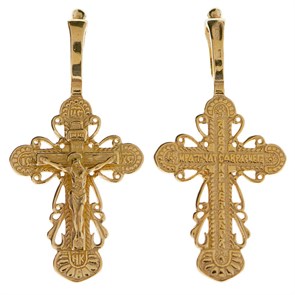 Крест позолоченный Ag 925/Au 585, коллекция Иваново, с молитвой Да воскреснет Бог..., Позолота красная 585*, 2,72 гр. КРС02242165