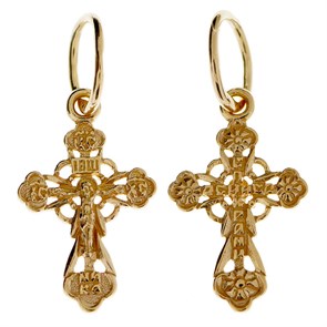 Крест позолоченный Ag 925/Au 585, коллекция Иваново, с молитвой Спаси и сохрани, Позолота красная 585*, 0,6 гр. КРС02242183