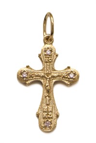 Крест позолоченный Ag 925/Au 585, коллекция Иваново, вставка Фианит, Позолота красная 585*, 1,49 гр. КРС02242196