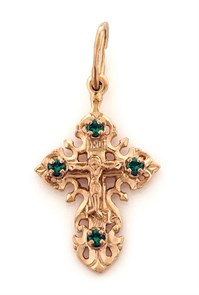 Крест позолоченный Ag 925/Au 585, коллекция Иваново, вставка Фианит, Позолота красная 585*, 1,17 гр. КРС02242198