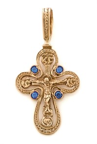 Крест позолоченный Ag 925/Au 585, коллекция Иваново, вставка Фианит, Позолота красная 585*, 1,38 гр. КРС02242199