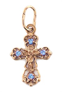 Крест позолоченный Ag 925/Au 585, коллекция Иваново, вставка Фианит, Позолота красная 585*, 1,11 гр. КРС02242200